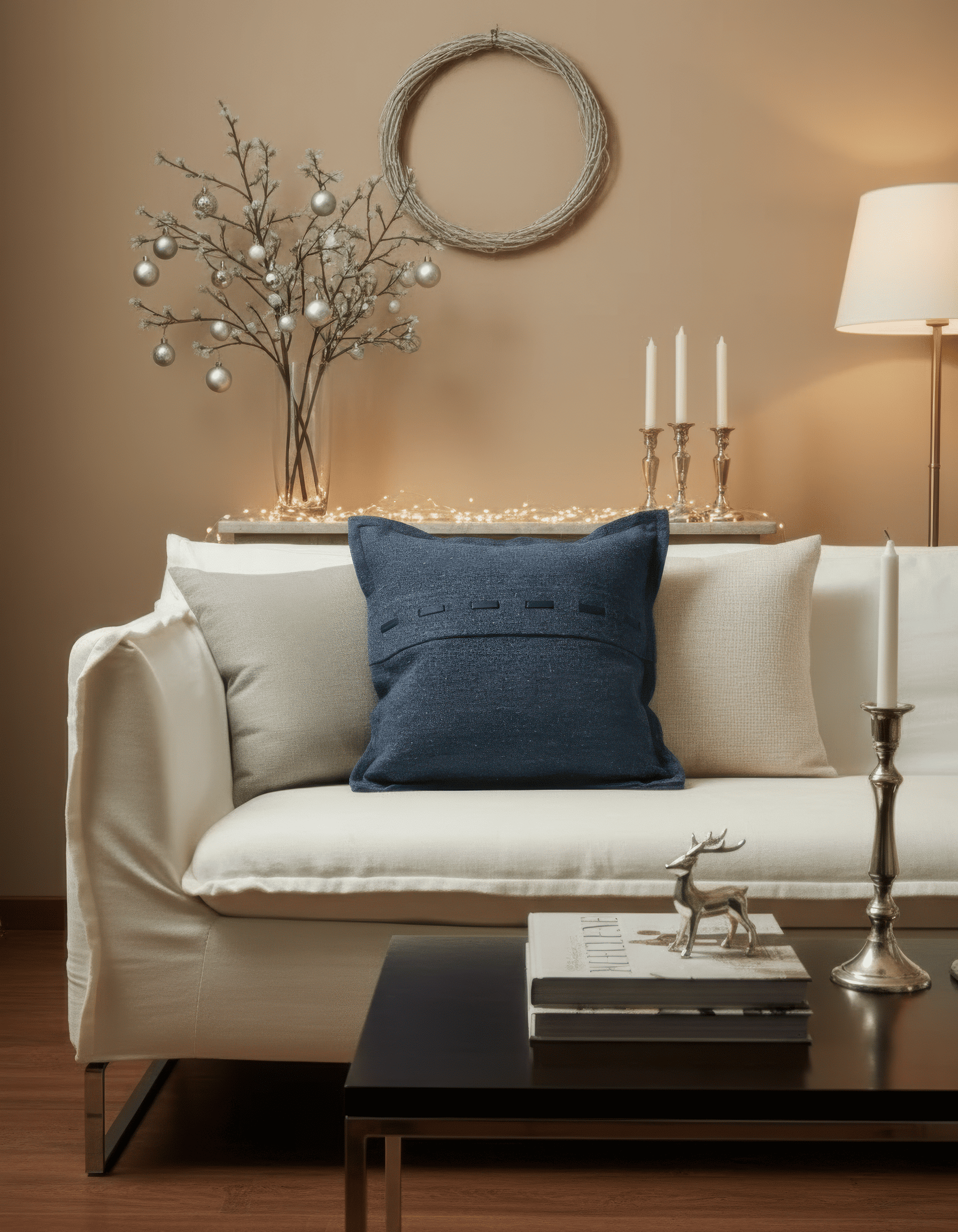 Taie d'oreiller en similicuir mélangé à du lin Luna avec lacets