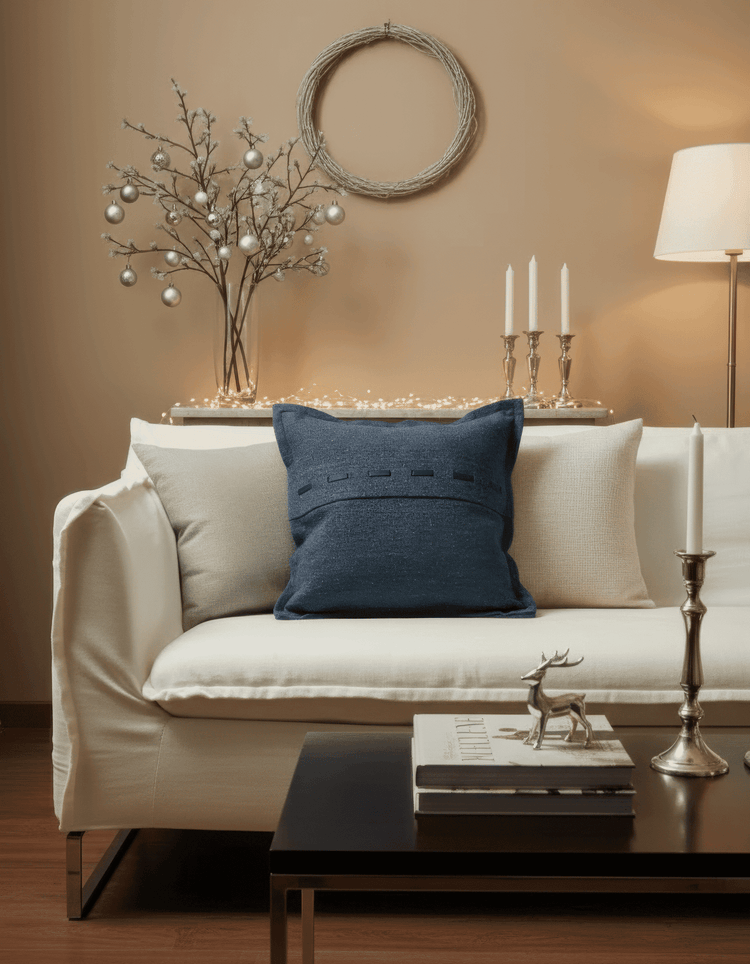 Luna Linen Blend Faux Leather Laced Throw Pillowcase