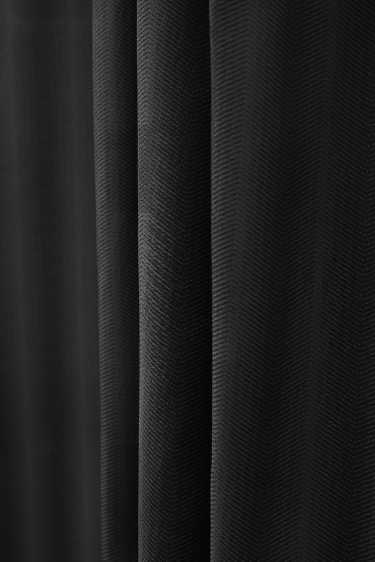 Dark Miami Fishtail patterned custom outdoor curtain fabric, showcasing its waterproof texture and elegant folds for sophisticated outdoor decor.