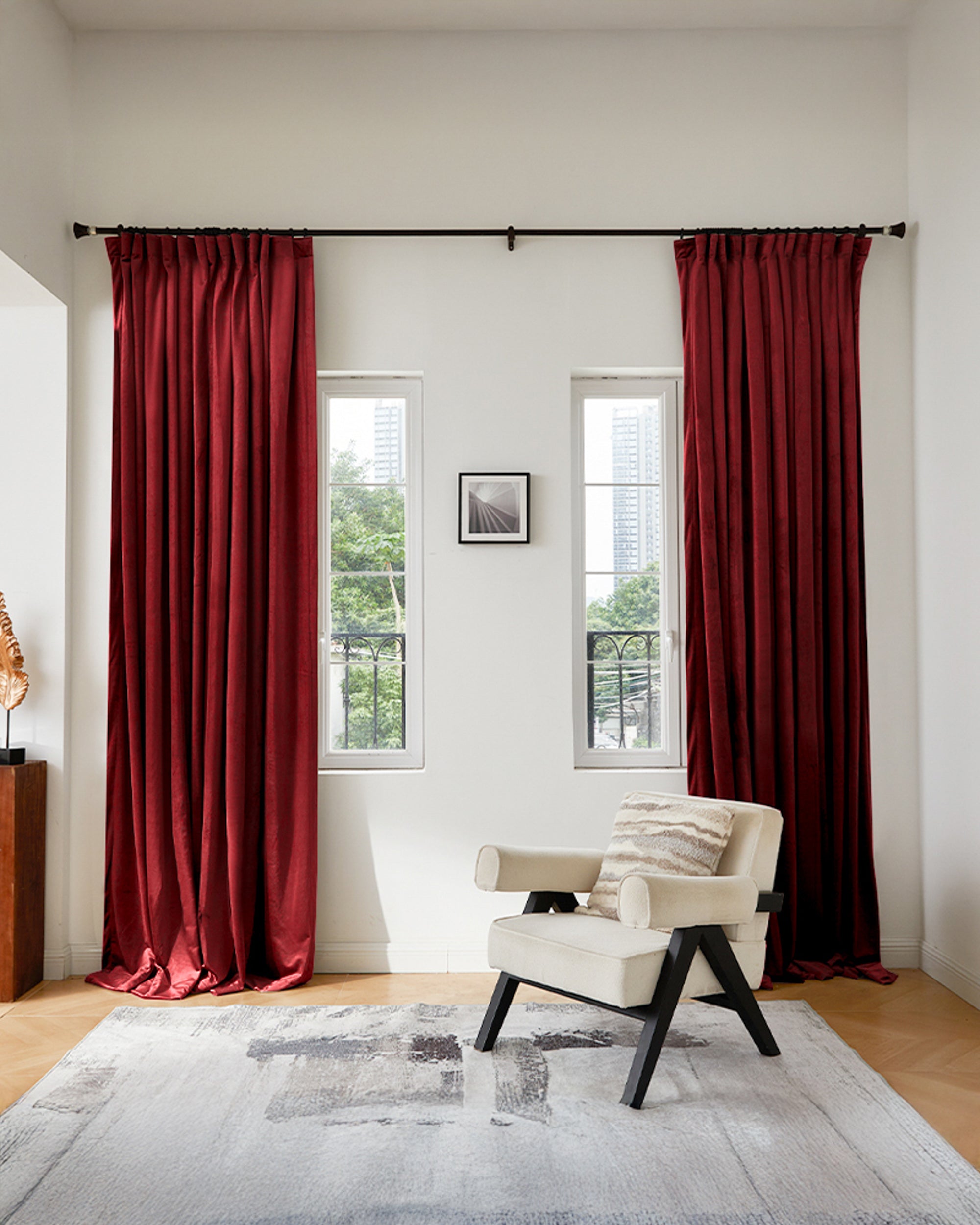 Moonlit 4 Layers Heavyweight Soundproof Thermal 100% Blackout Velvet Custom Curtain - TheHues