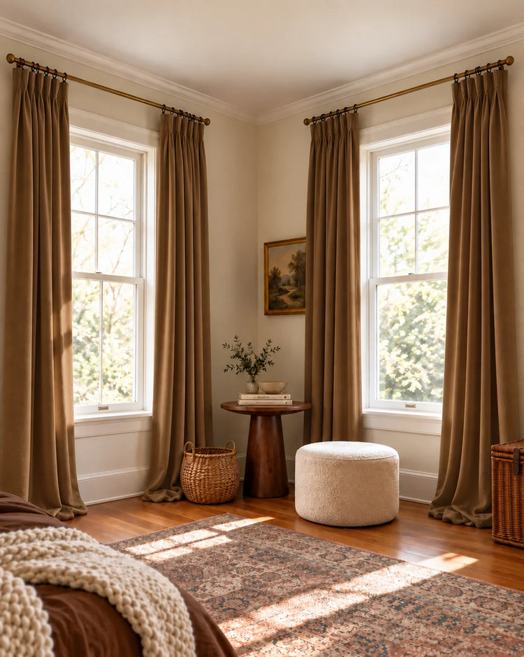 Moonlit 4 Layers Heavyweight Soundproof Thermal 100% Blackout Velvet Custom Curtain in Metallic, open curtains.