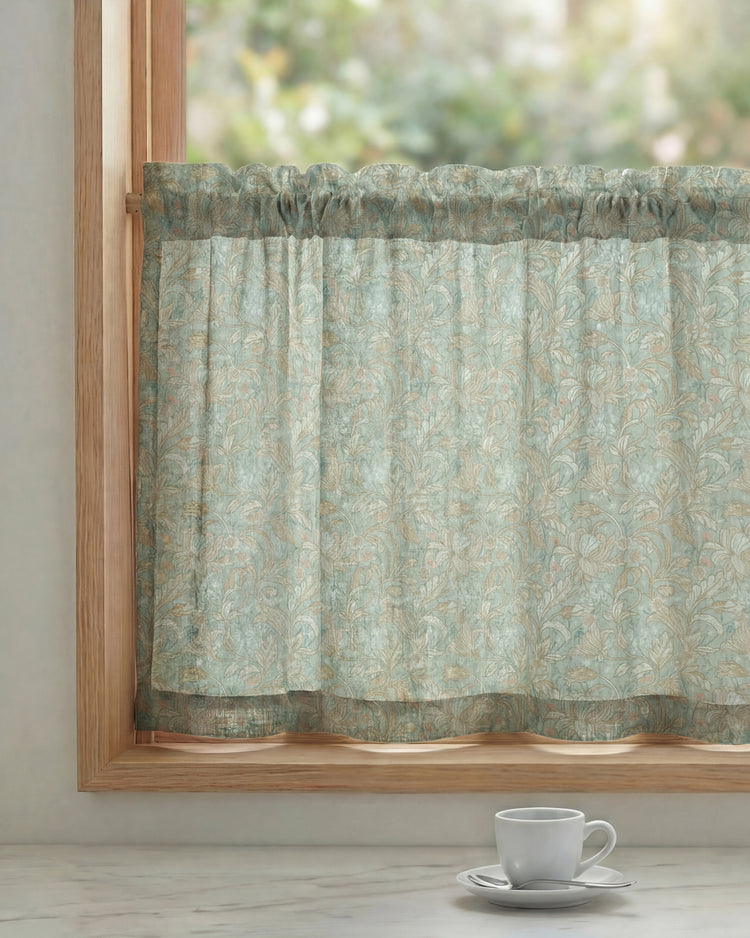 Awake Floral Patterned Custom Cafe Curtain