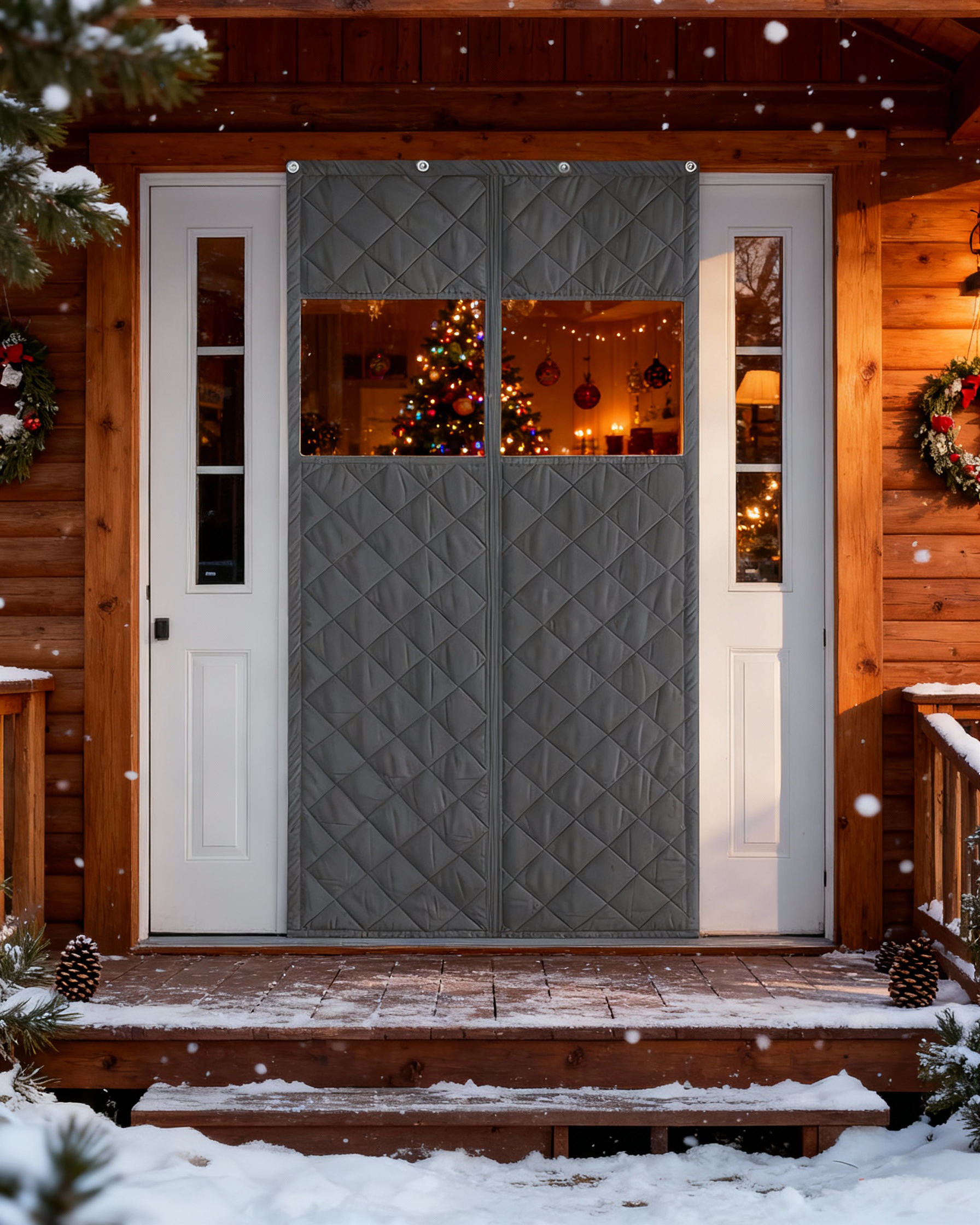 Oxford Thermal Insulated & Soundproof Custom Magnetic Door Curtain with PVC -