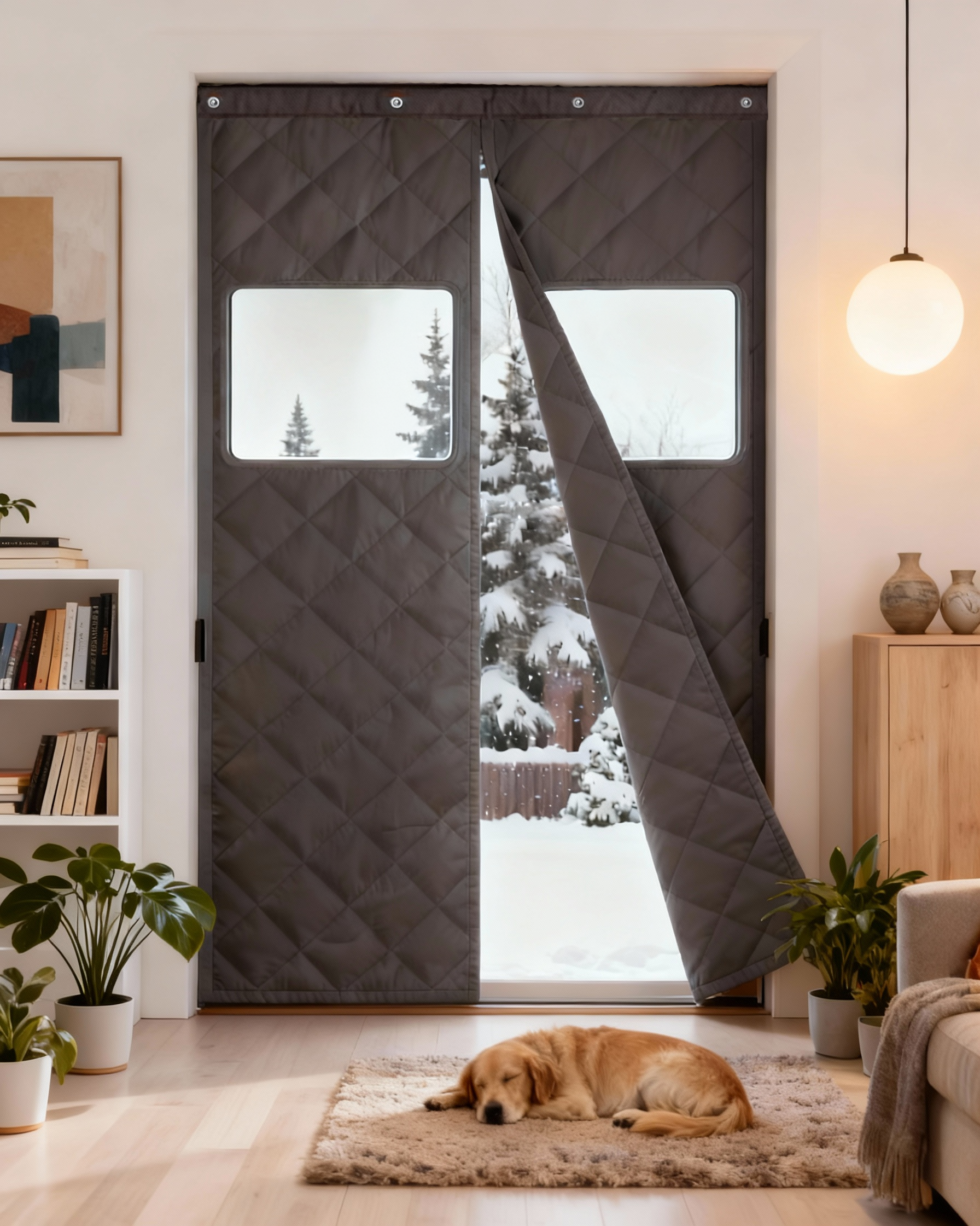 Oxford Thermal Insulated & Soundproof Custom Magnetic Door Curtain with PVC -