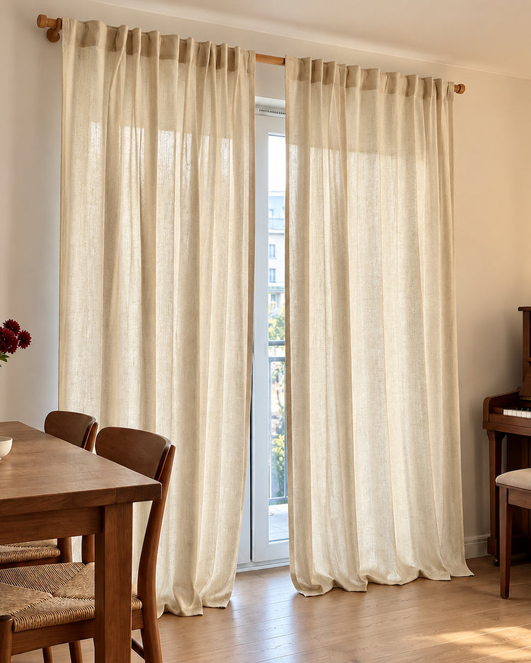 TheHues Breeze Linen Blend Custom Curtain — Beige, image 1