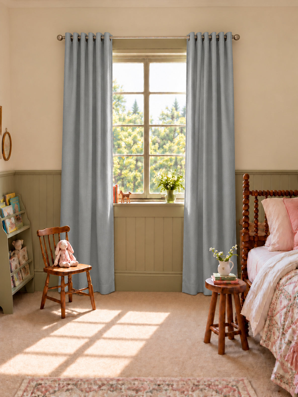 TheHues Hussein OEKO Certified Custom Curtain — Silver Grey, image 1