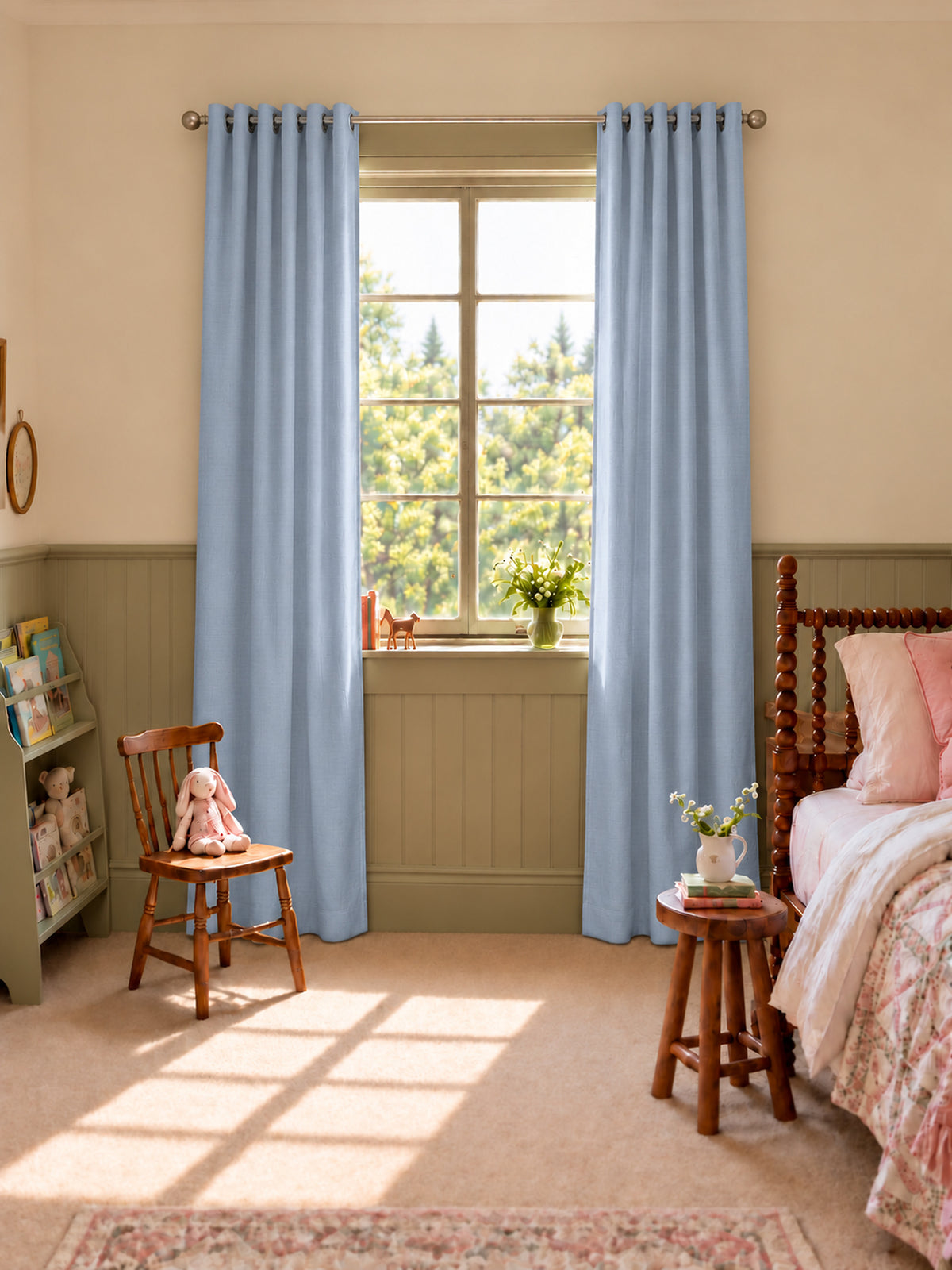 TheHues Hussein OEKO Certified Custom Curtain — Vintage blue, image 1