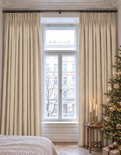 TheHues Kensington 4 Layers OEKO Heavyweight Soundproof Thermal 100% Blackout Anti-Dust Linen Look Custom Curtain — Cream, image 1