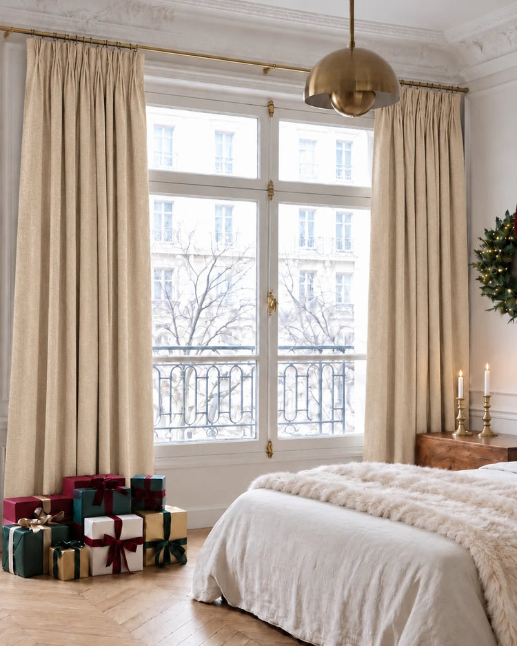 TheHues Kensington 4 Layers OEKO Heavyweight Soundproof Thermal 100% Blackout Anti-Dust Linen Look Custom Curtain — Cream, image 2