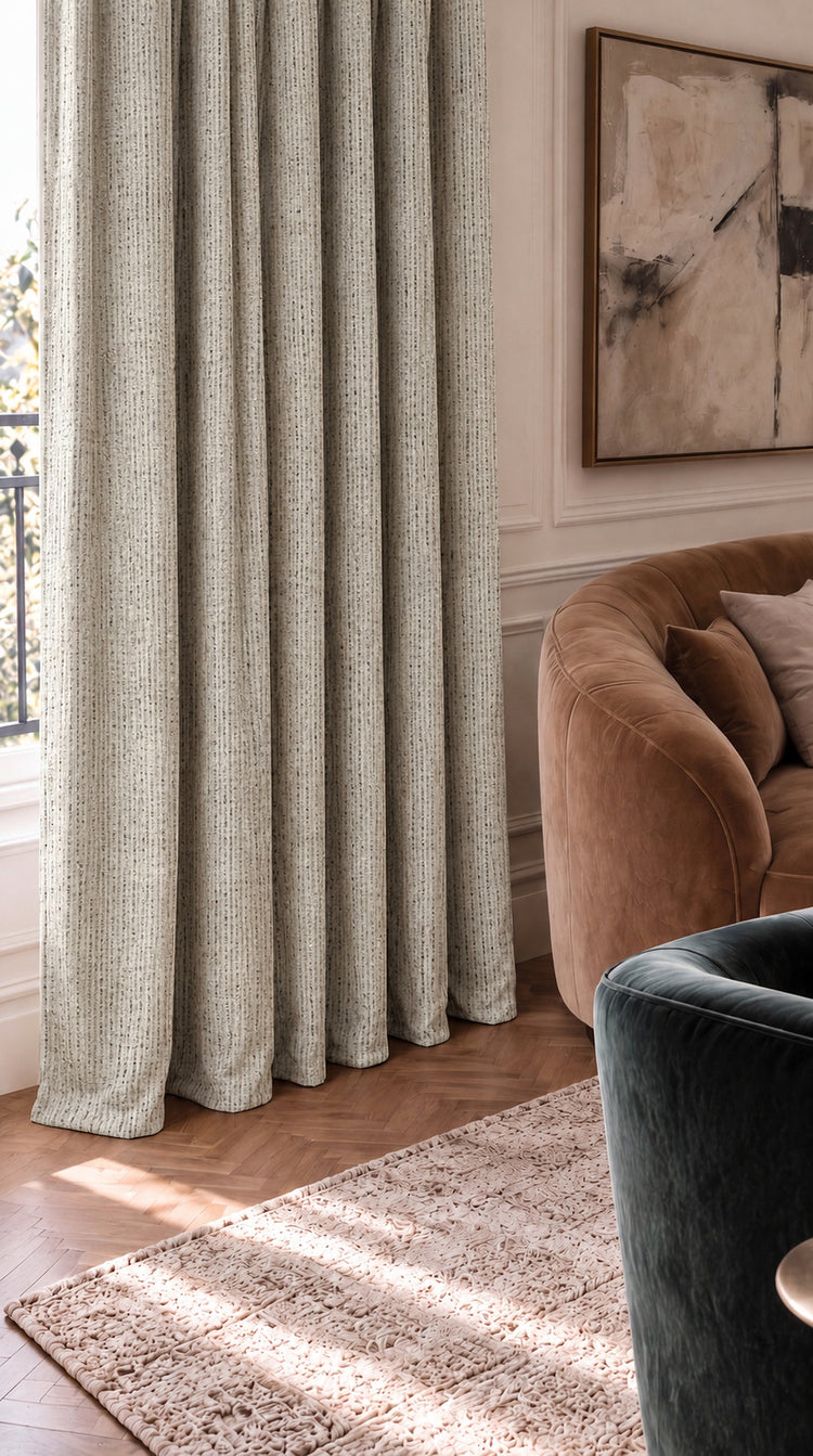 TheHues Liwa Linen Blend Patterned Custom Curtain — Dune, image 2