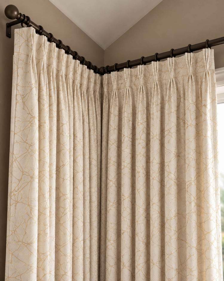 TheHues Luxor Foil Printed Velvet Patterned Custom Curtain | Designed in Italy — Cream, image 2