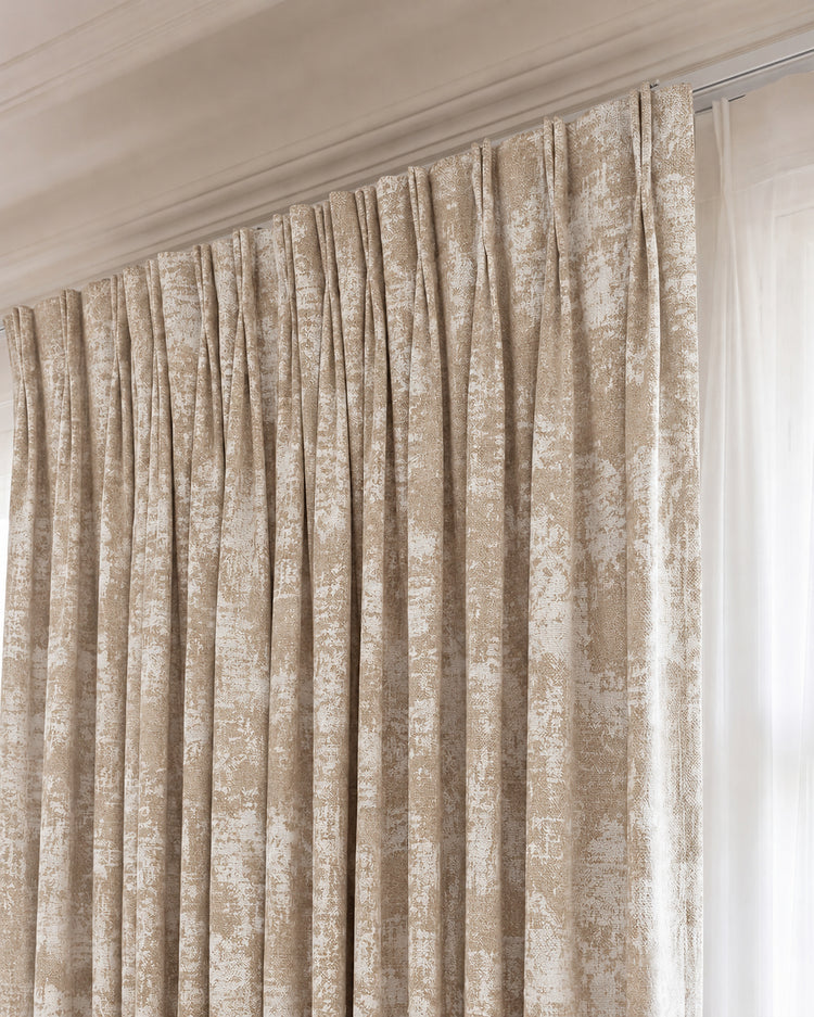 TheHues Mist 4 Layers Patterned Heavyweight Soundproof Thermal 100% Blackout Anti-Dust Custom Curtain — Sand, image 2