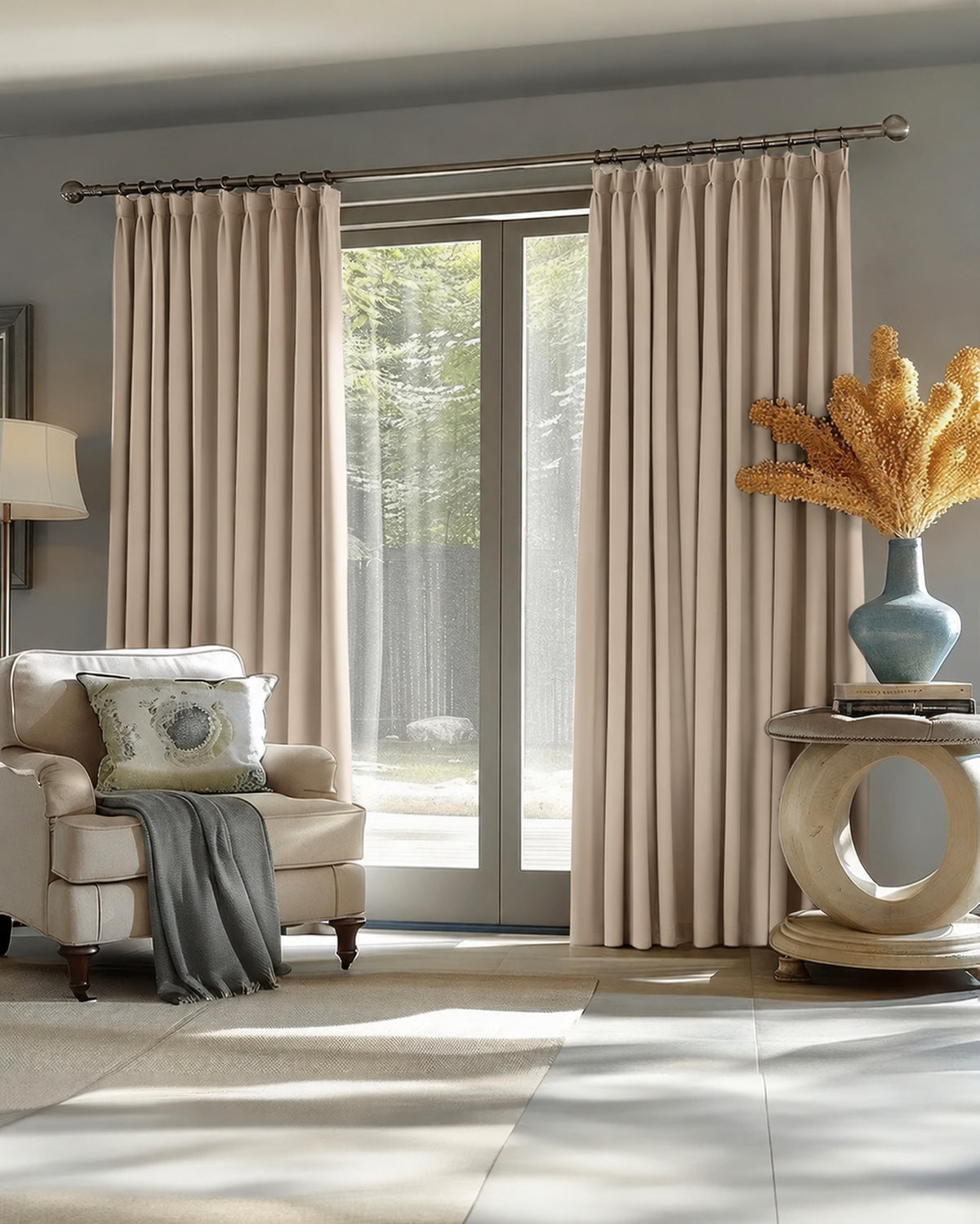 TheHues Victoria 100% Blackout OEKO Linen Look Heavyweight Custom Curtain — Ivory, image 1