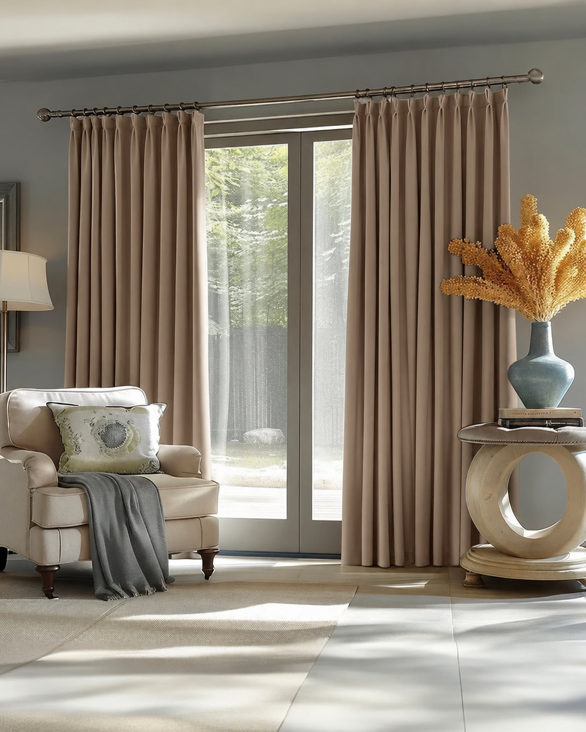 TheHues Victoria 100% Blackout OEKO Linen Look Heavyweight Custom Curtain — Oat, image 1