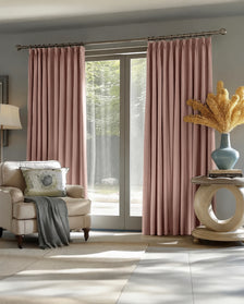 TheHues Victoria 100% Blackout OEKO Linen Look Heavyweight Custom Curtain — Pink, image 1