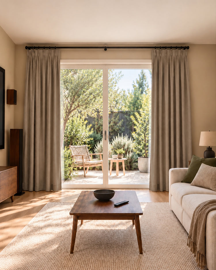 TheHues Victoria 100% Blackout OEKO Linen Look Heavyweight Custom Curtain — Oat, image 1