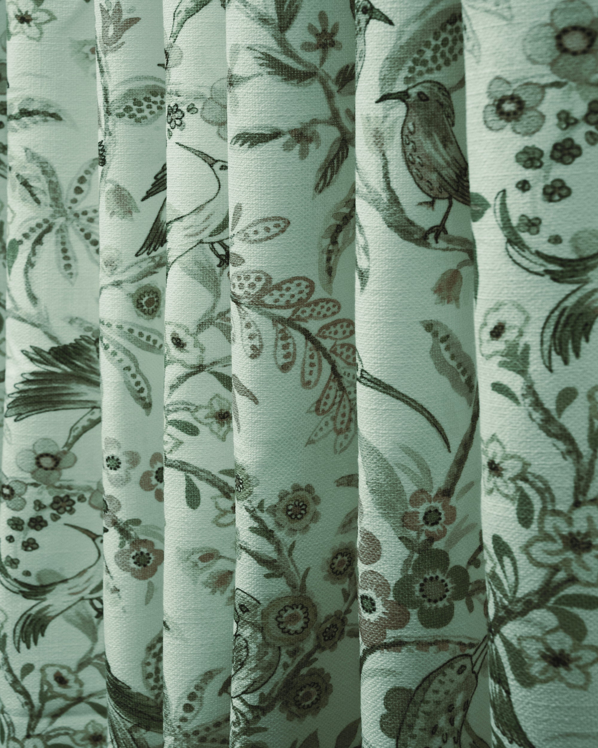Peacock Linen Blend Heavyweight Floral Patterned Custom Curtain