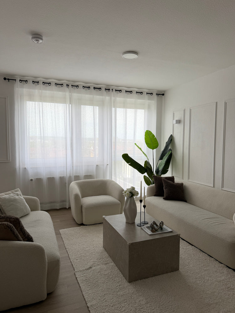 Rideau transparent sur mesure aspect lin
