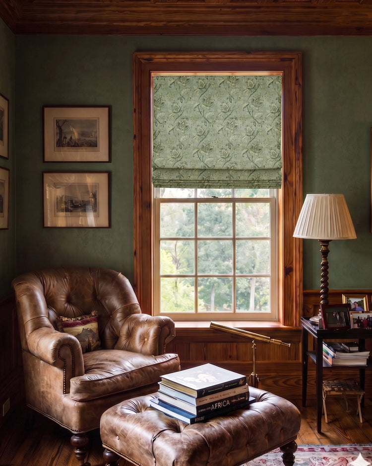 TheNottingHome x TheHues Cottage Bloom Flat Fold Floral Cordless Custom Roman Shade