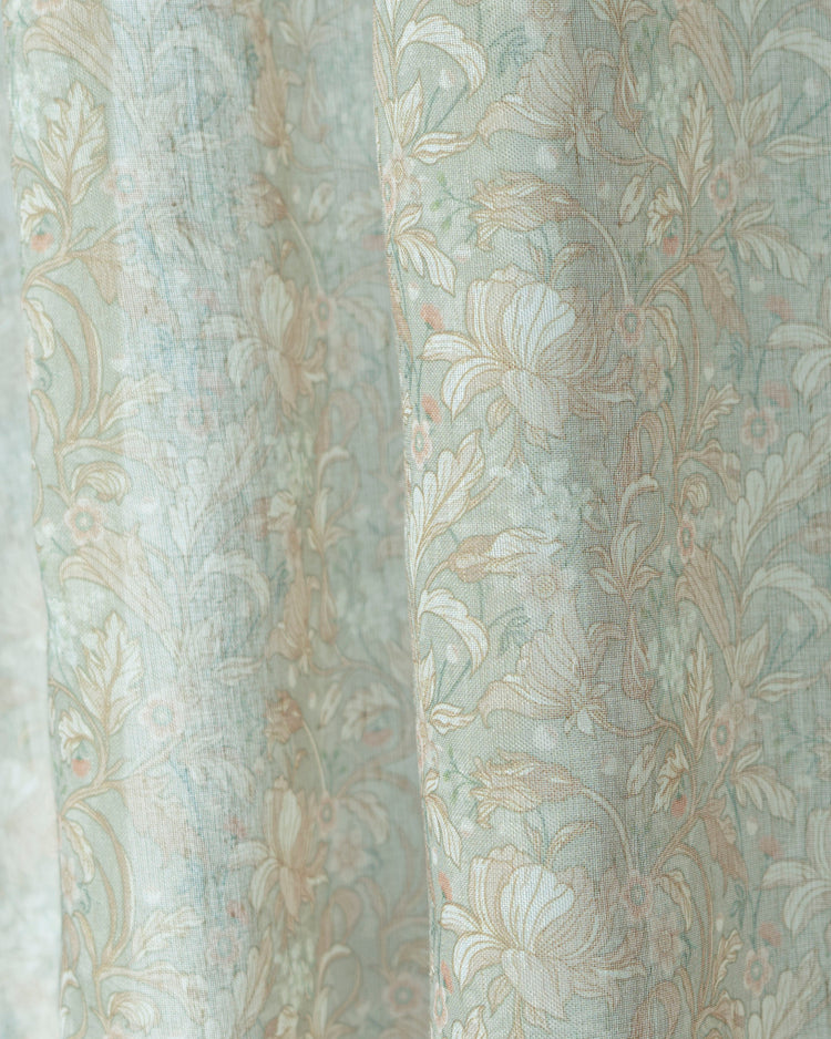 Awake Floral Patterned Sheer Custom Curtain
