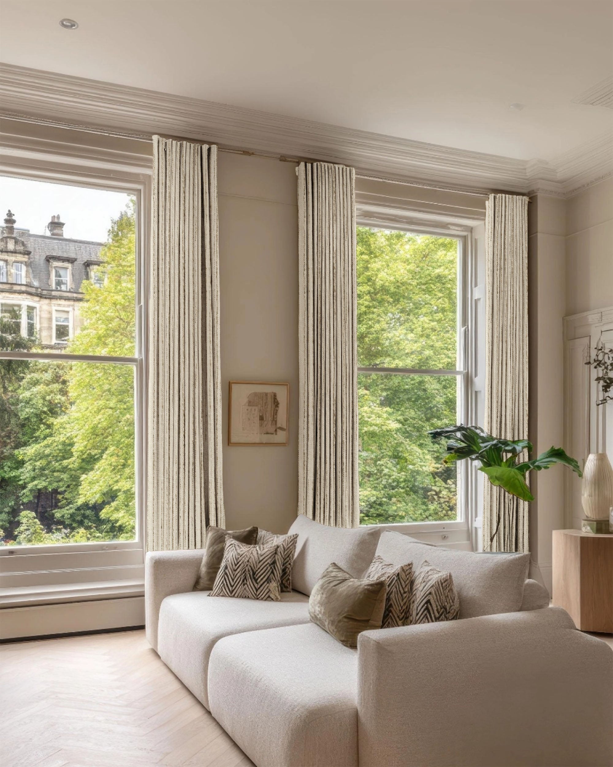 Sahara 100% Blackout Linen Blend Patterned Custom Curtain - TheHues