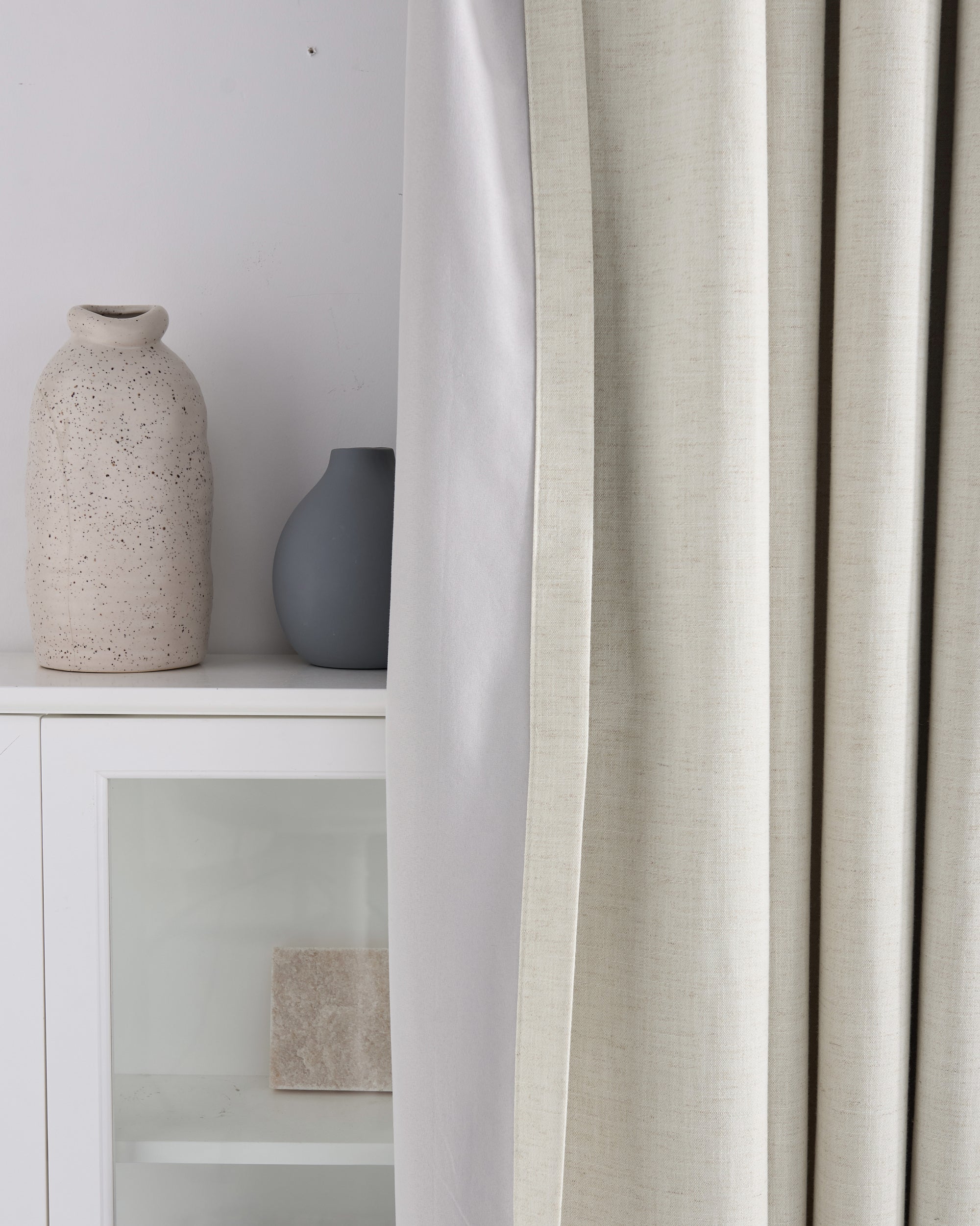 Sally 4 Layers 100% Blackout Linen Blend Custom Curtain - TheHues
