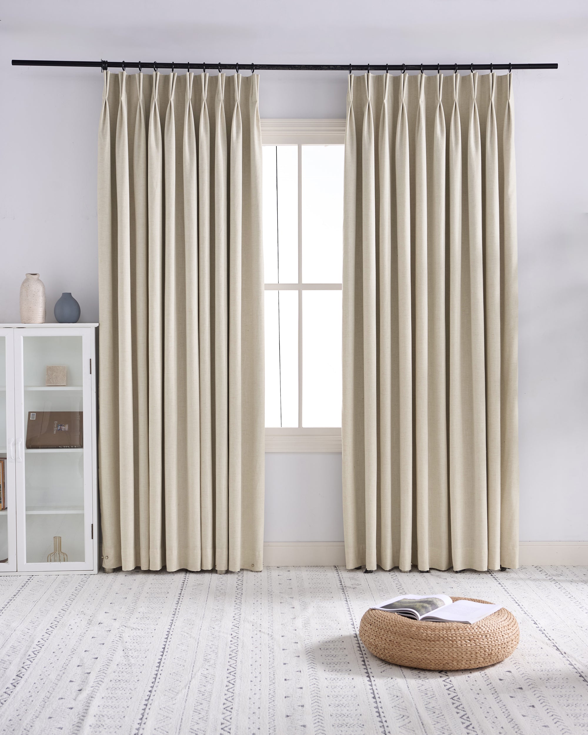 Sally 4 Layers 100% Blackout Linen Blend Custom Curtain - TheHues