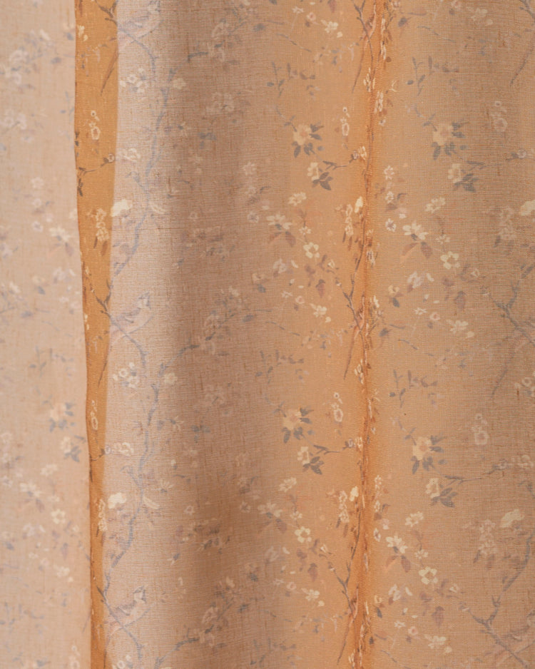 Amber Floral Patterned Sheer Custom Curtain