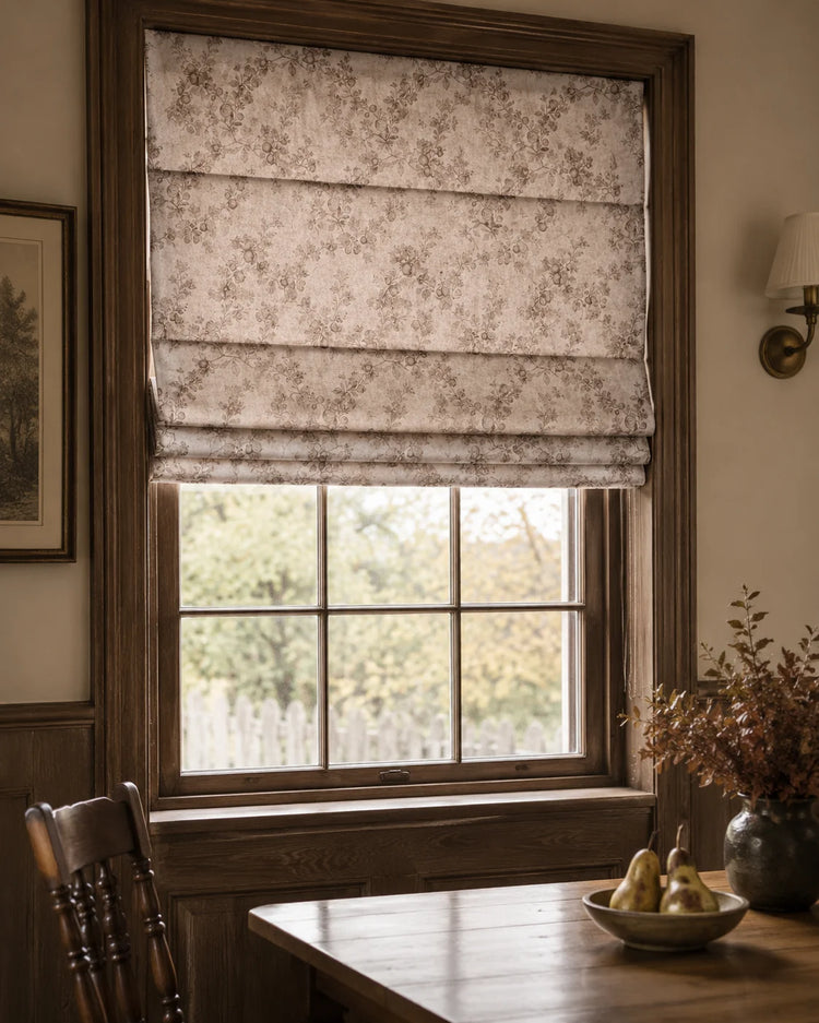 TheNottingHome x TheHues Eden Flat Fold Floral Cordless Custom Roman Shade