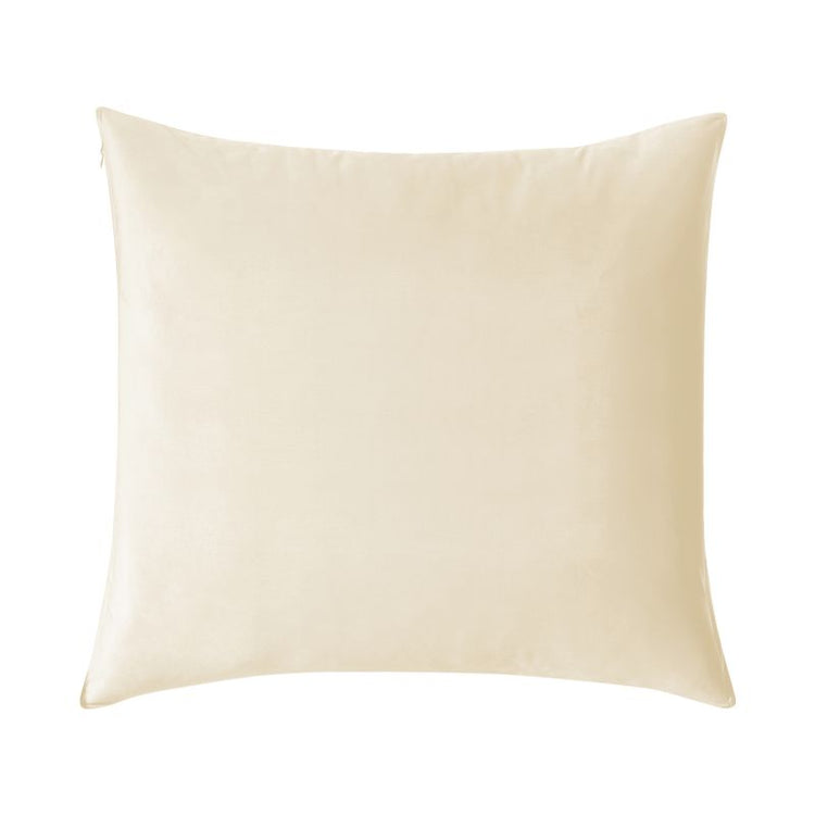 Classic cream luxury velvet pillow cover with soft, plush texture and a discreet zipper closure. High-end home decor.