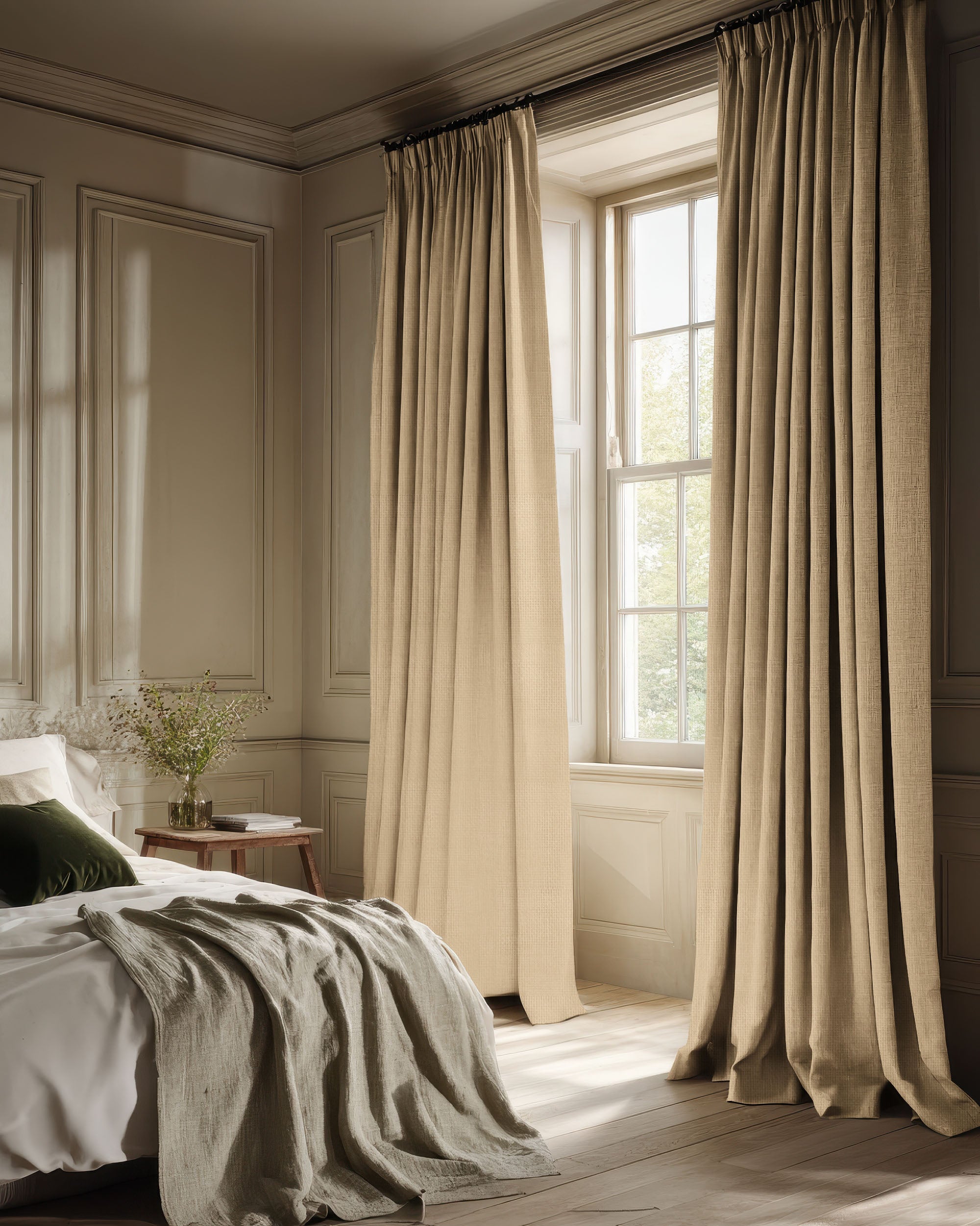 Voy 100% Blackout Linen Look Custom Curtain - TheHues