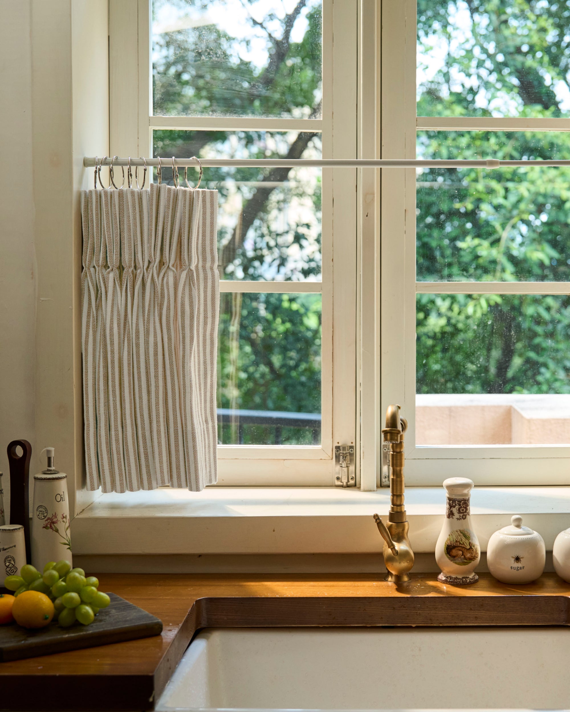 Milo Linen Blend Striped Custom Cafe Curtain