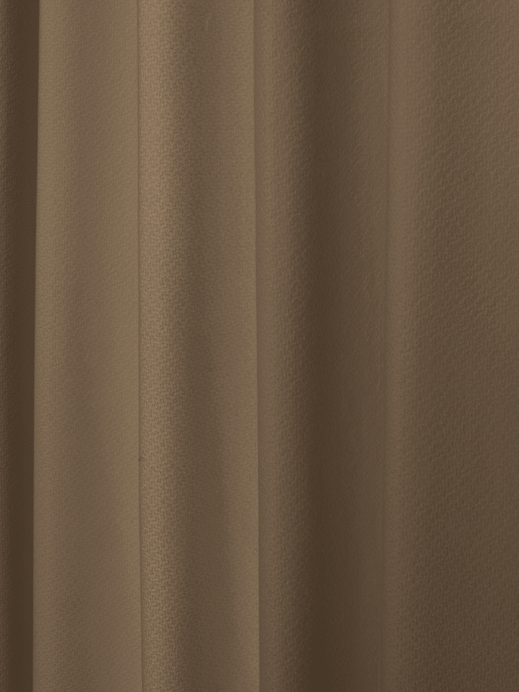 Close-up of Zane textured fabric swatch in warm taupe, highlighting its unique woven texture and soft drape for custom drapery.