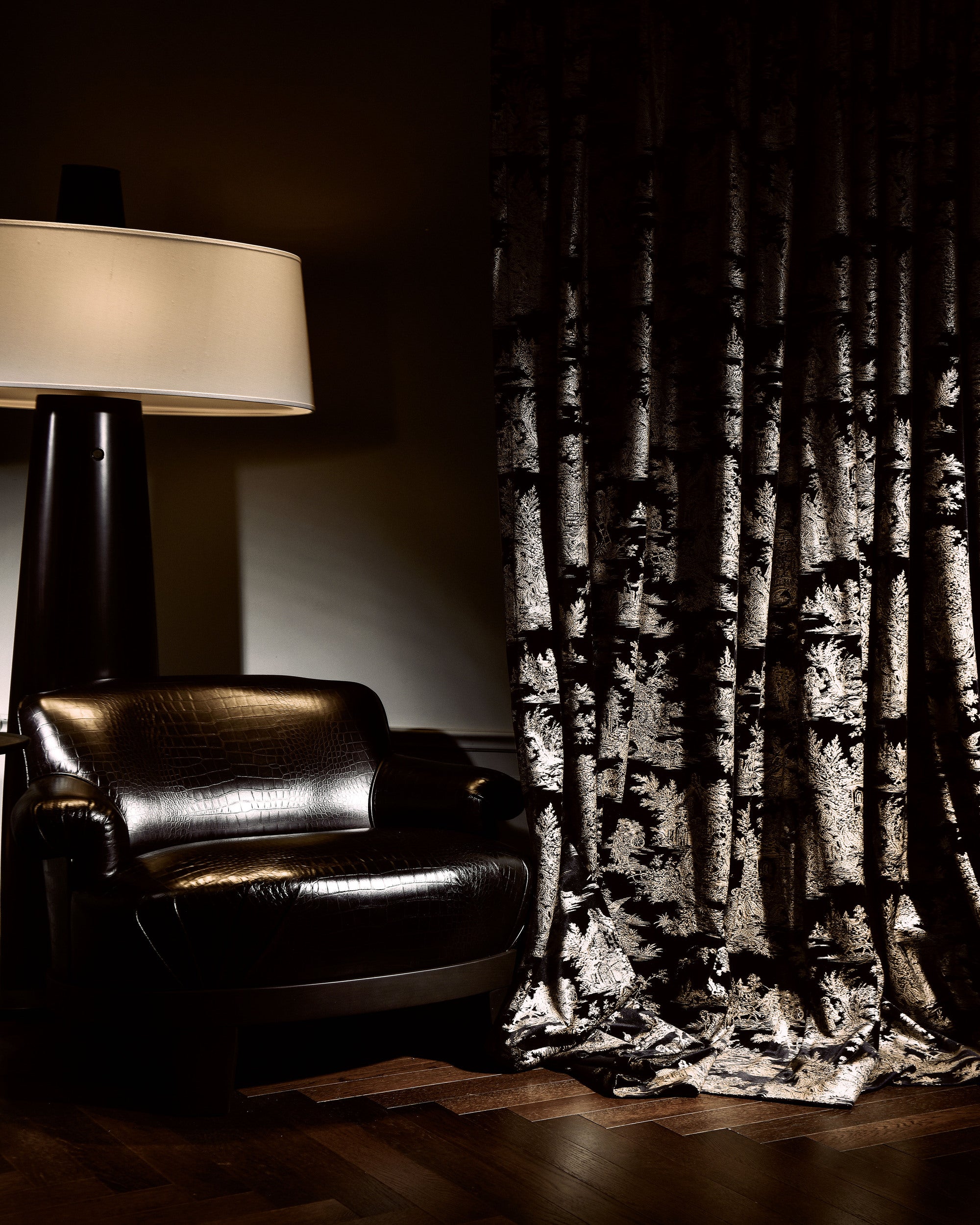 Zen Foil Printed Velvet Patterned Custom Curtain | Designed in Italy