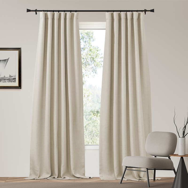 Zoe 4 Layers Linen Look Heavyweight Soundproof Thermal 100% Blackout Custom Curtain