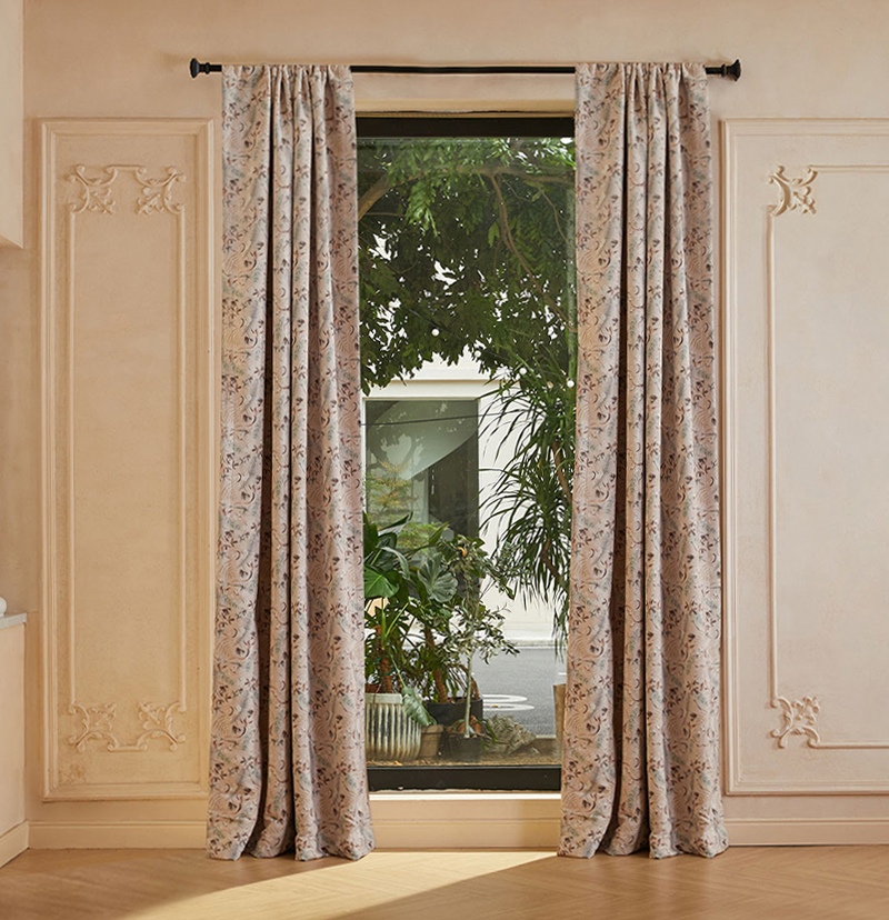 Rosé Patterned Velvet Heavyweight Custom Curtain | Designed in Italy