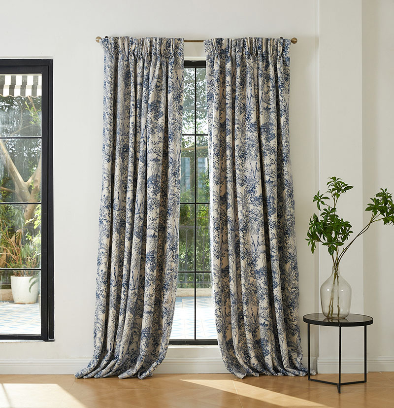 Jade Velvet Toile Heavyweight Patterned Custom Curtain