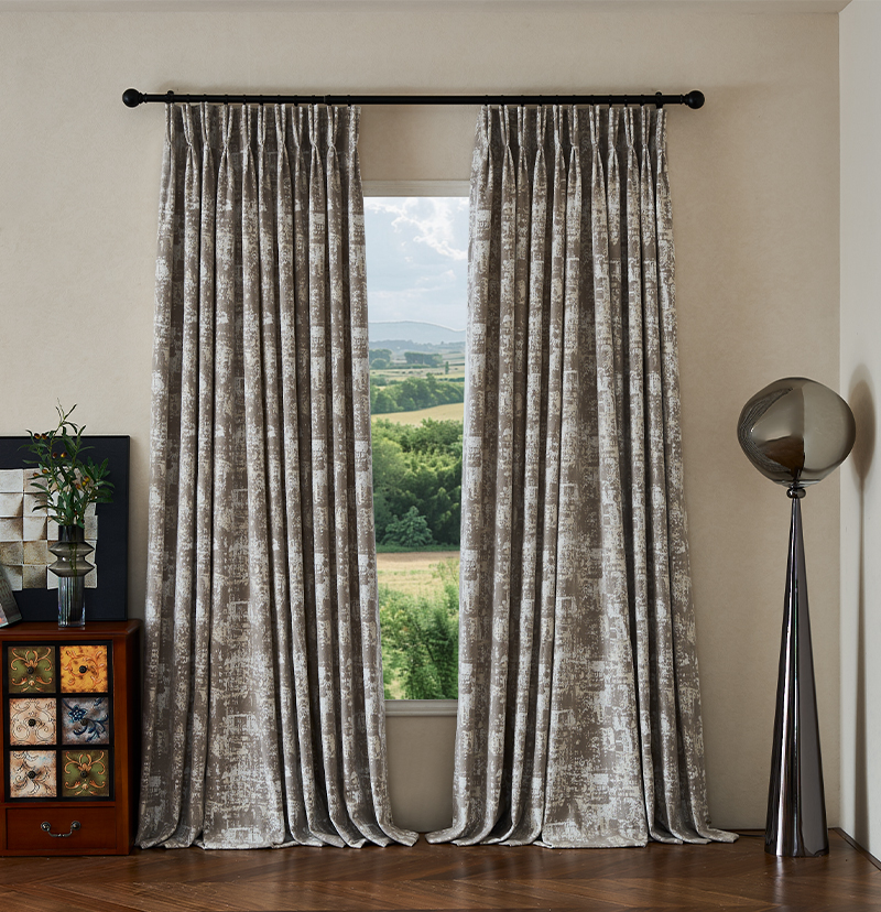 Mist 4 Layer Patterned Heavyweight Soundproof Thermal 100% Blackout Anti-Dust Custom Curtain