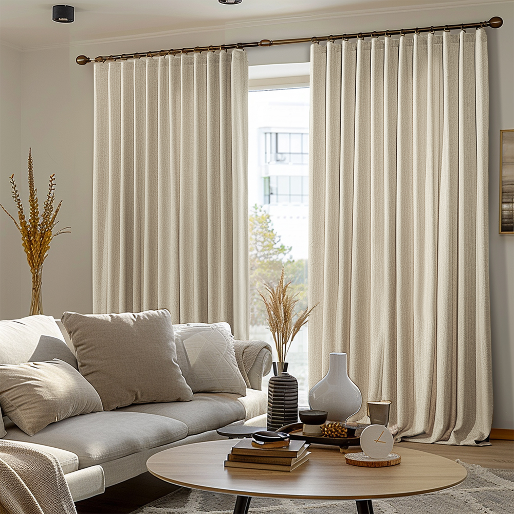 Florence 4 Layer OEKO Heavyweight Soundproof Thermal 100% Blackout Woven Textured Custom Curtain